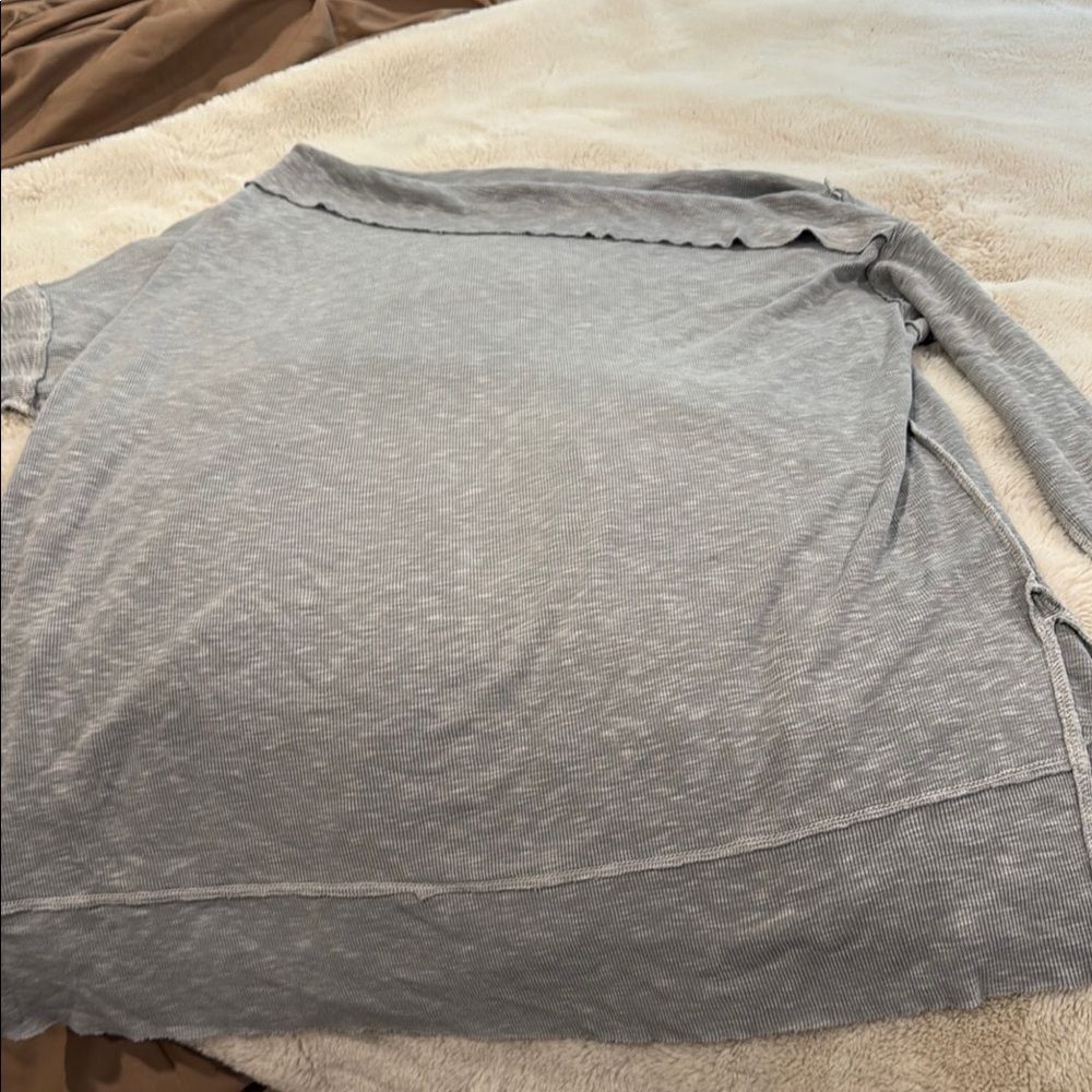 Free People Gray Long Sleeve Top